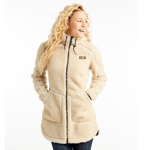 L.L. Bean Ivory Sherpa Fleece Jacket Hooded XXS Women’s